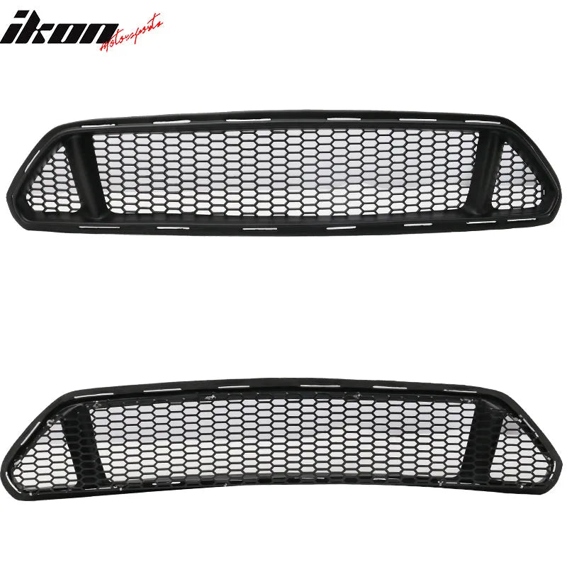 2015-2017 Ford Mustang IKON Style Black Front Upper & Lower Grill PP