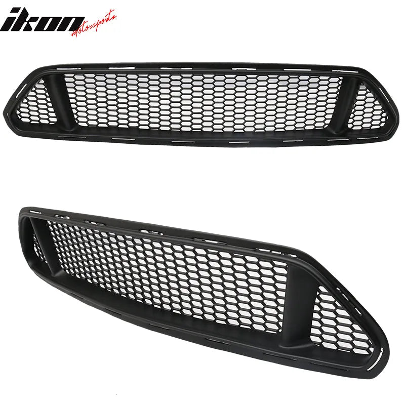 2015-2017 Ford Mustang IKON Style Black Front Upper & Lower Grill PP