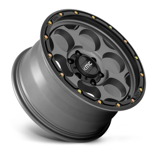 KMC DIRTY HARRY Satin Gray W/ Black Lip 6x139.7 Wheels - product view 2