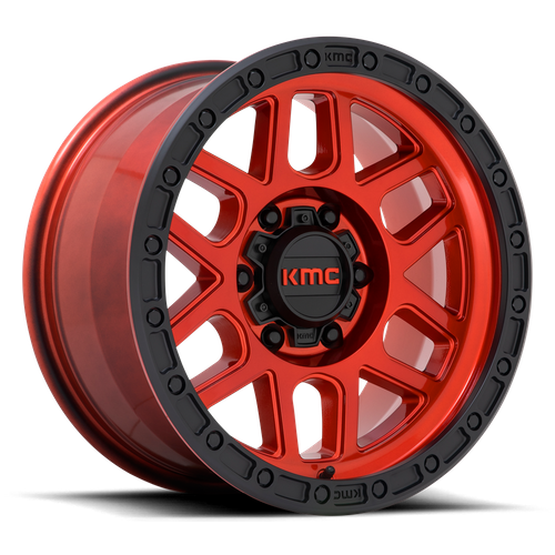 KMC MESA Candy Red W/ Black Lip 6x139.7 Wheels - product view 1