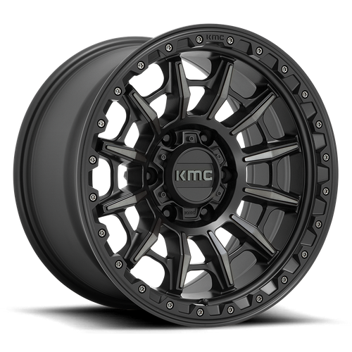 KMC CARNAGE Satin Black W/ Gray Tint 6x139.7 Wheels - product view 1