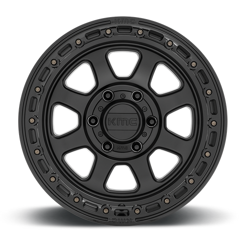 KMC CHASE Satin Black W/ Gloss Black Lip 6x139.7 Wheels - product view 3