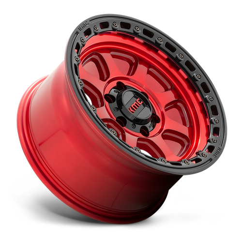 KMC CHASE Candy Red W/ Black Lip 6x139.7 Wheels - product view 2