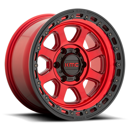 KMC CHASE Candy Red W/ Black Lip 6x139.7 Wheels - product view 1