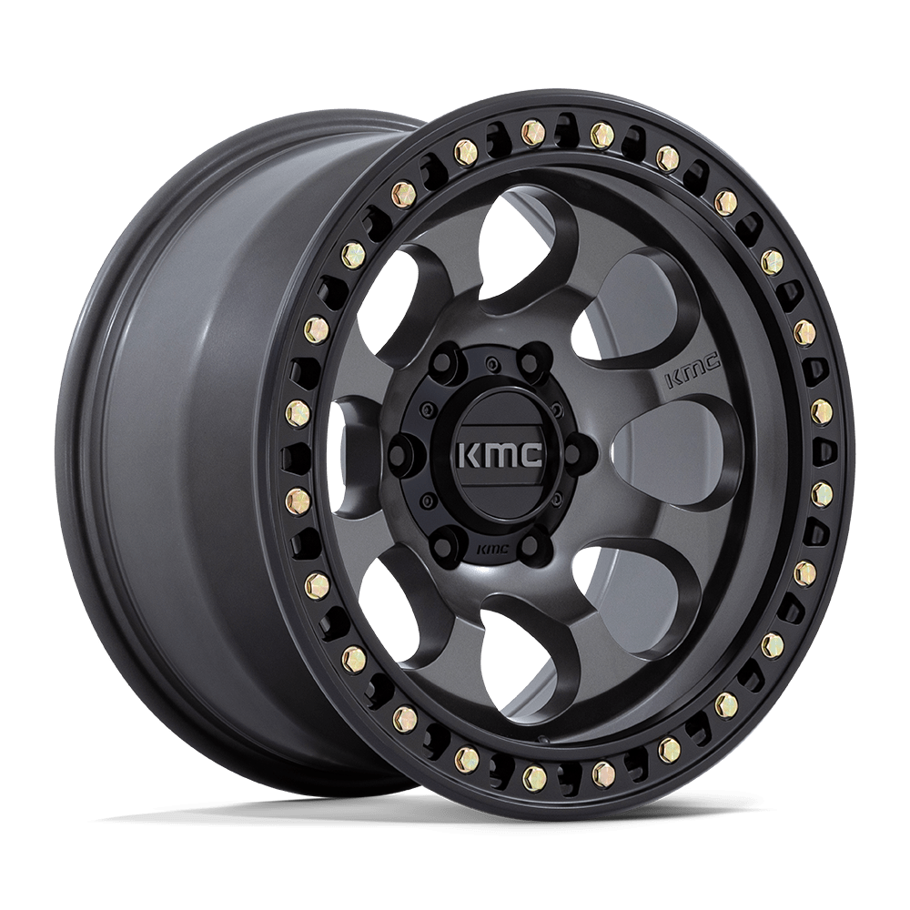 KMC RIOT SBL Anthracite W/ Satin Black Lip 6x139.7 Wheels - product view 4