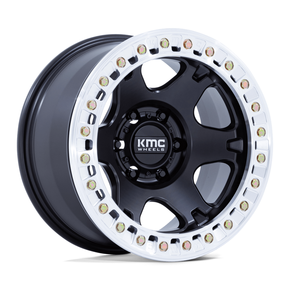 KMC VI BEADLOCK Satin Black W/ Machined Ring 6x139.7 Wheels - product view 4