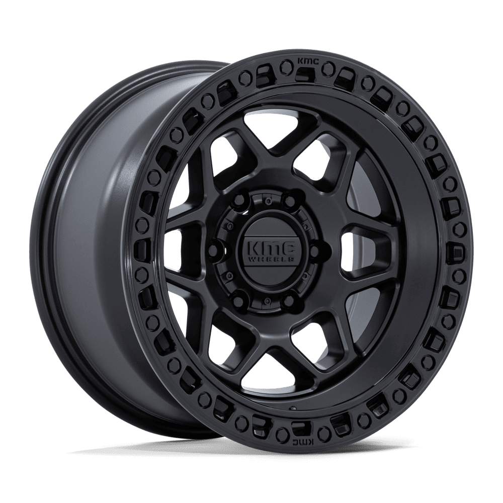 KMC TORX Matte Black W/ Gloss Black Lip 6x139.7 Wheels - product view 4