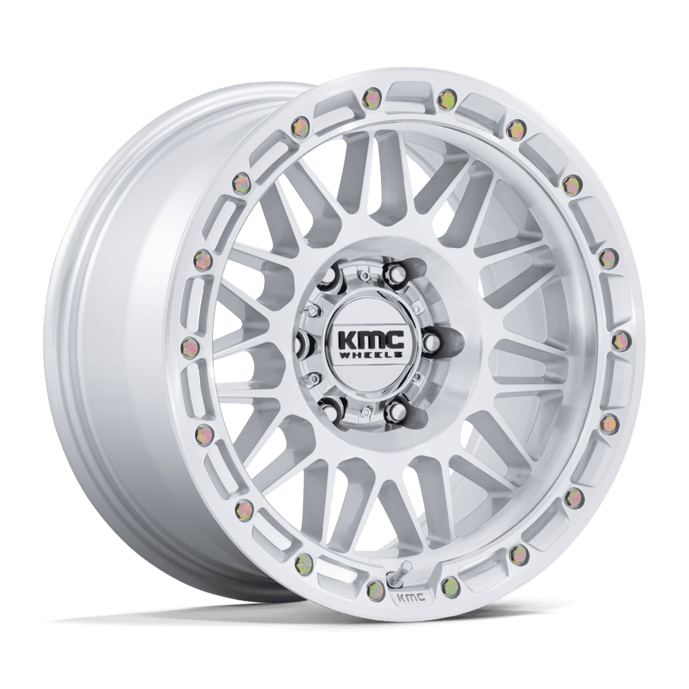 KMC ATTACK Gloss Silver W/ Machined Face 6x139.7 Wheels - product view 4