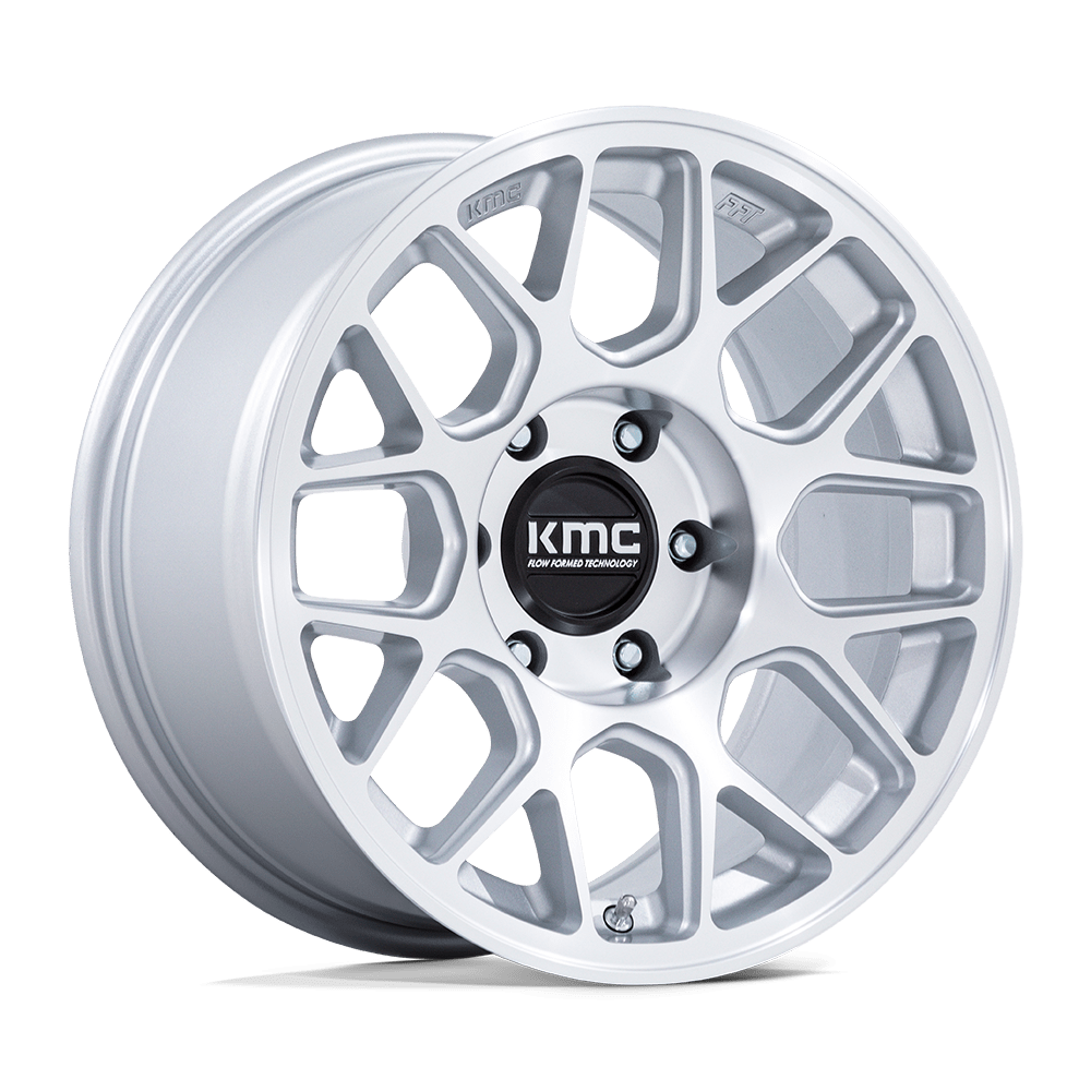KMC HATCHET Gloss Silver W/ Machined Face 6x139.7 Wheels - product view 4