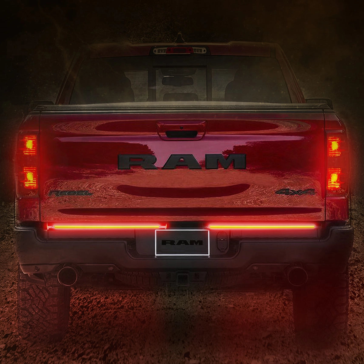 Putco 18" Pair Blade LED Tailgate Light Bar Red/White LEDs & Plug-N-Play Quick Connect Harness - Ram Truck 2019-2023