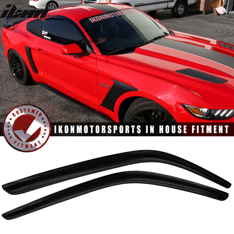 2015-2024 Ford Mustang Coupe Slim Smoke Tinted Window Visors Acrylic