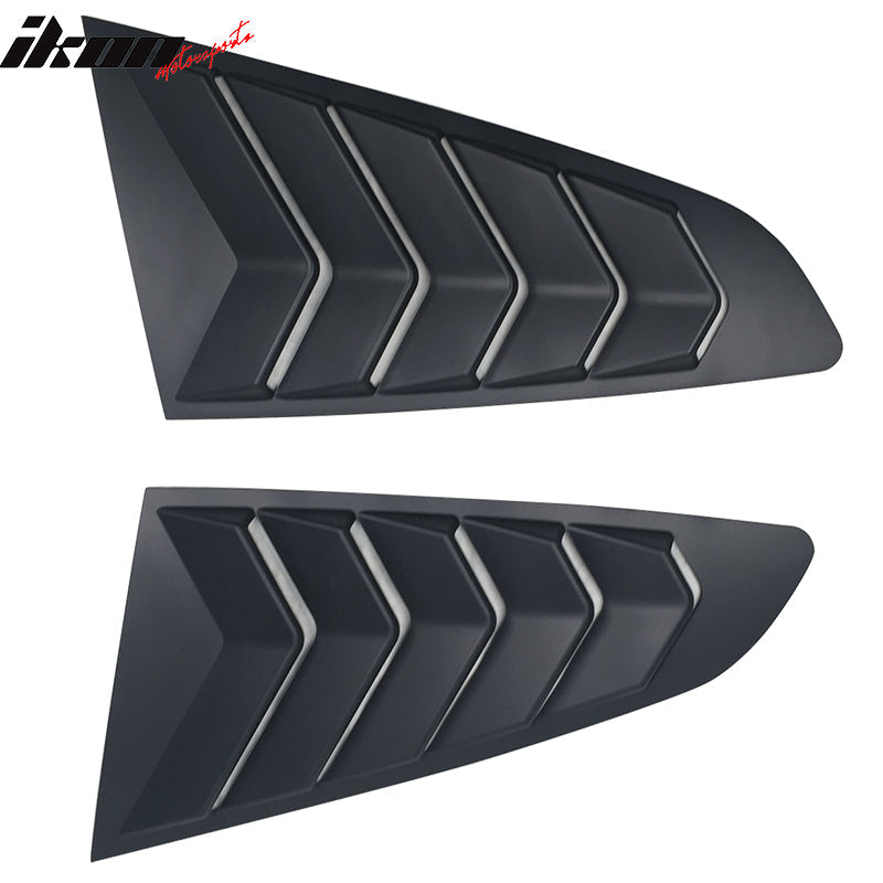 2015-2023 Ford Mustang IKON Black Rear Window Louver Side Louvers ABS