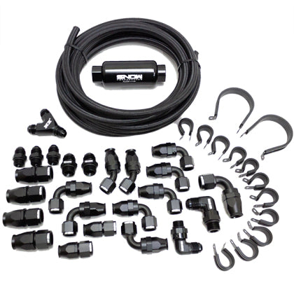 Snow Performance -8 Black Nylon Braided Stainless Fuel Line Kit