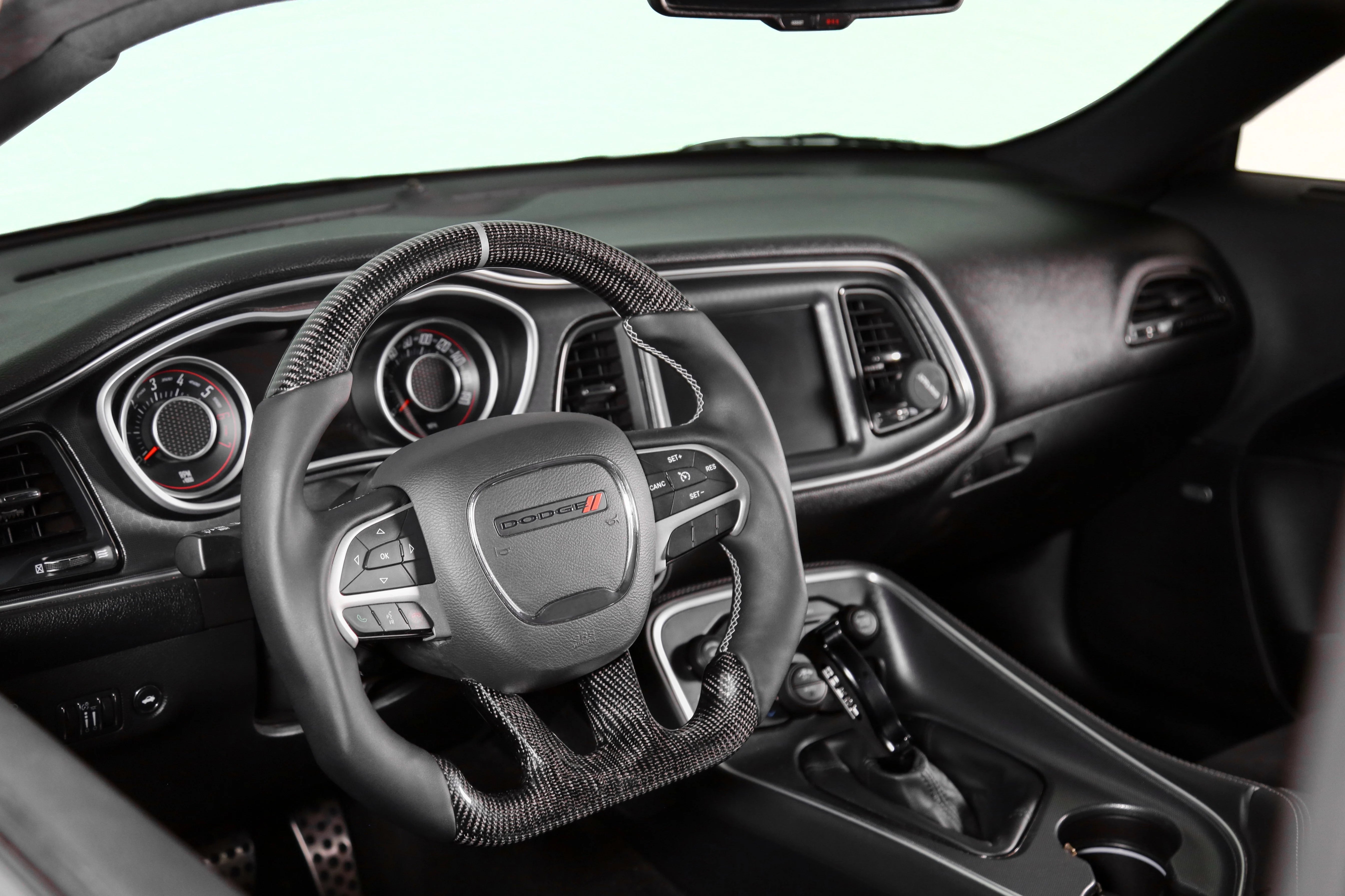 Drake Muscle Cars Steering Wheel - Carbon Fiber with Leather Grips 2015-2023 Dodge Charger / Challenger