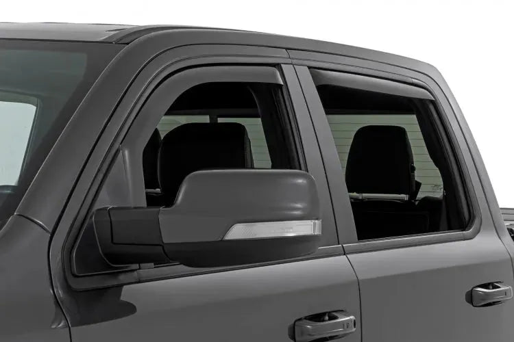 Rough Country Side Window Deflectors In Channel Rain Guard | Ram 1500 Crew Cab  (19-25)/1500 TRX (21-24)