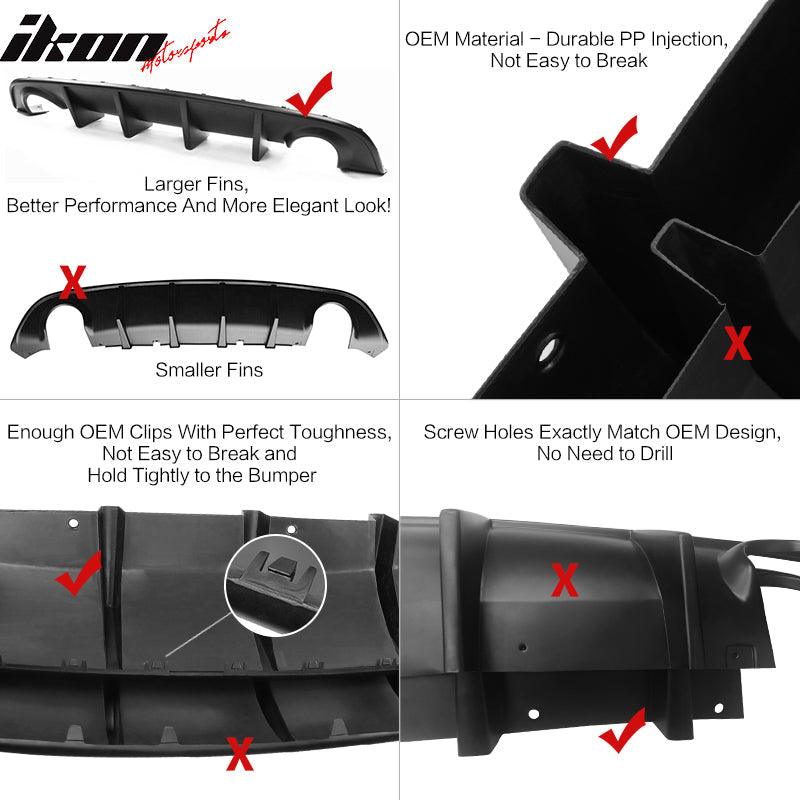 Ikon Motorsports Rear Diffuser for 2015-2023 Dodge Charger SRT OEM Style Matte Black PP