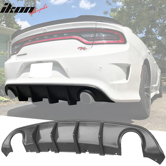 Ikon Motorsports 2015-2023 Dodge Charger SRT V3 Rear Diffuser with Reflective Tape PP