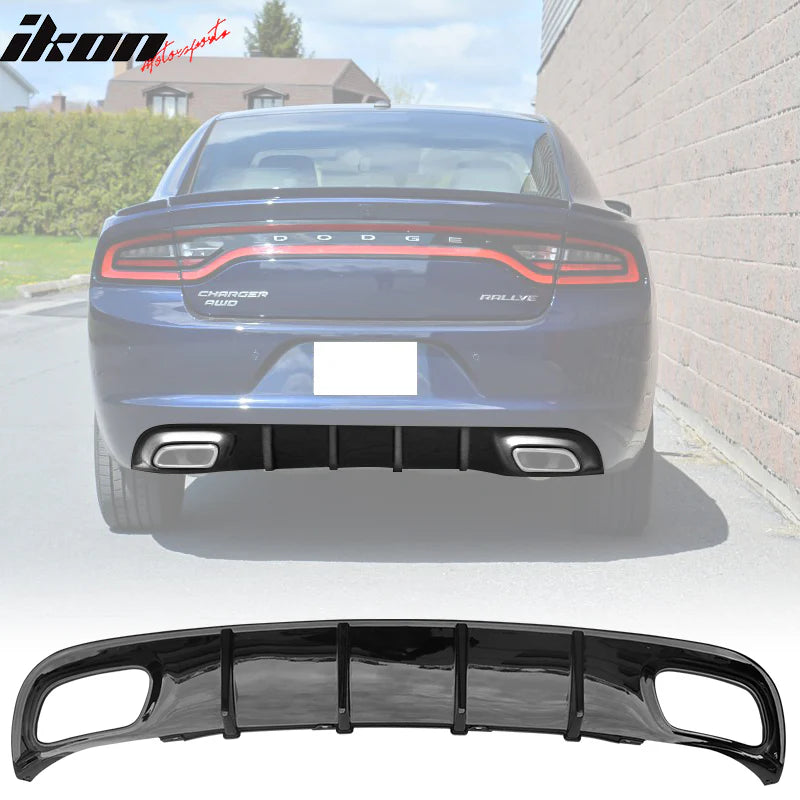 Ikon Motorsports 2015-2024 Dodge Charger V2 Style Rear Diffuser Bumper Lip