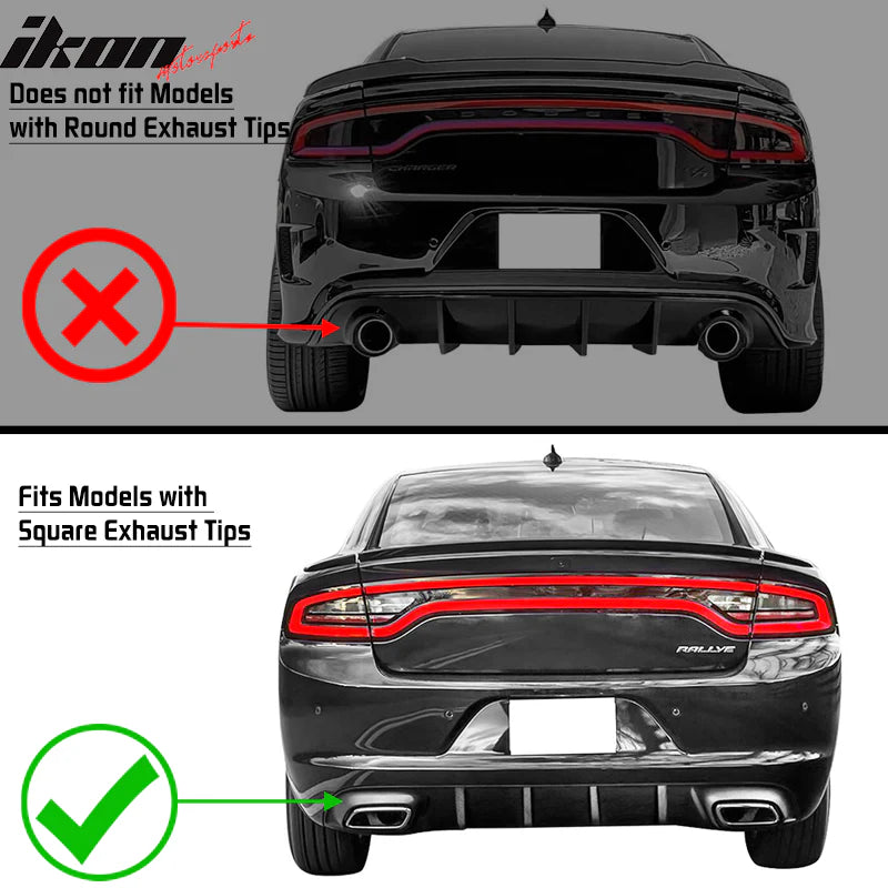 Ikon Motorsports 2015-2024 Dodge Charger V2 Style Rear Diffuser Bumper Lip