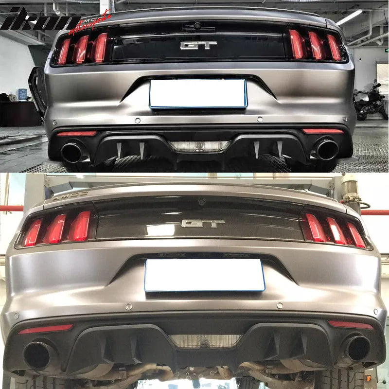 2015-2017 Ford Mustang R Style 3PCS Rear Bumper Lip Diffuser Panel ABS