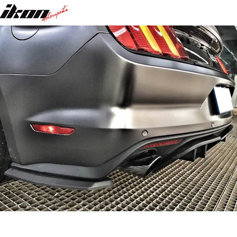 2015-2017 Ford Mustang R Style 3PCS Rear Bumper Lip Diffuser Panel ABS