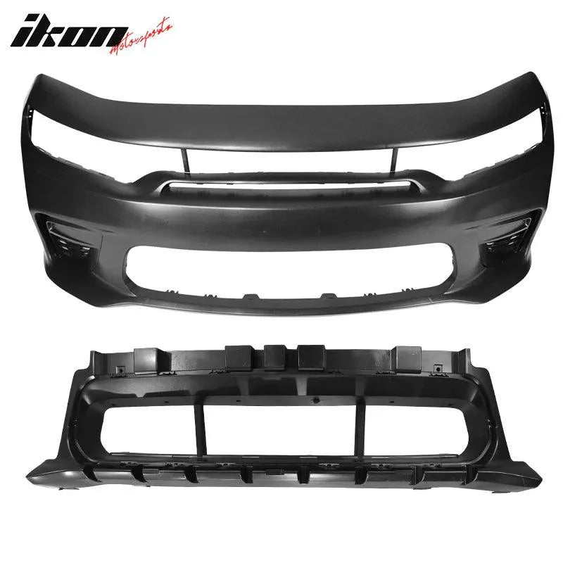 Ikon Motorsports 2015-2023 Dodge Charger Front Bumper & Grille Sedan Widebody Black