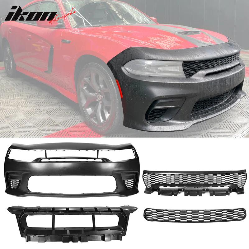 Ikon Motorsports 2015-2023 Dodge Charger Front Bumper & Grille Sedan Widebody Black