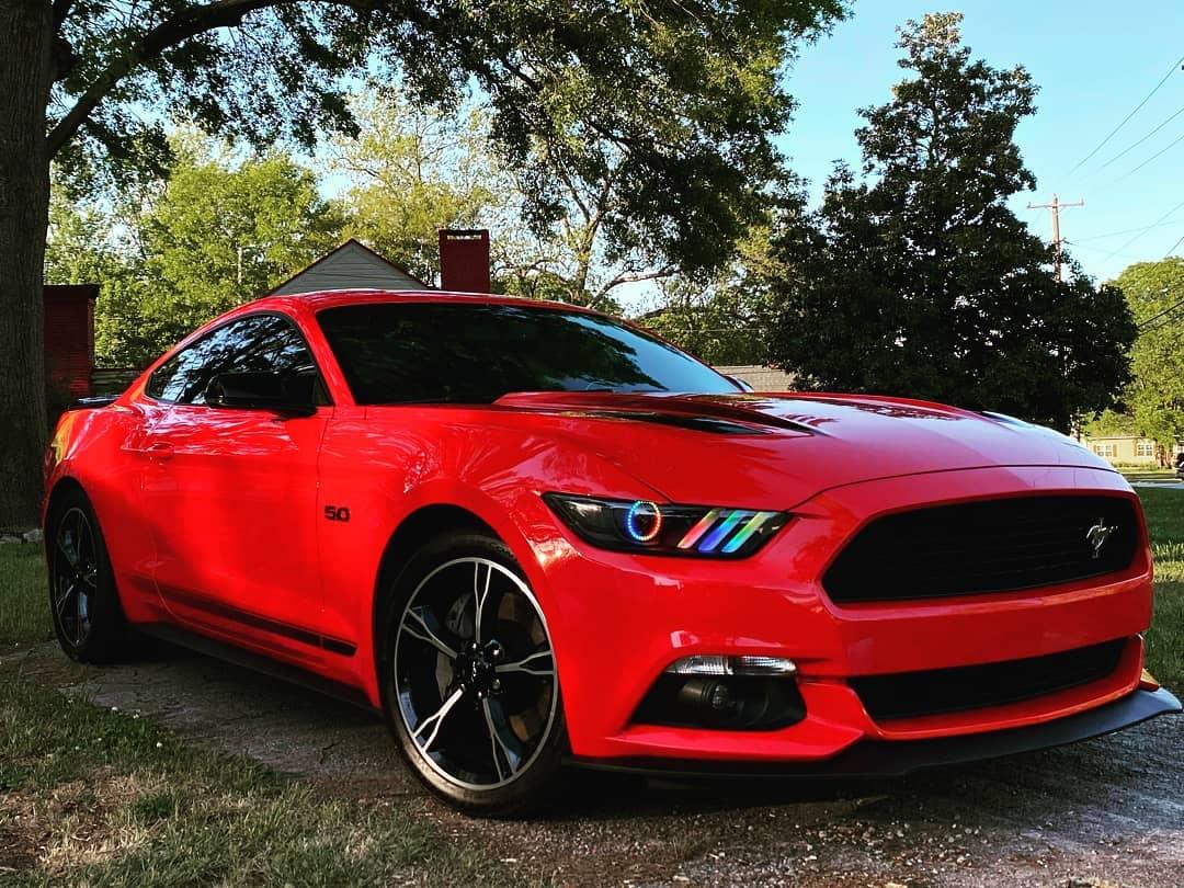 2015-2017 Ford Mustang Pre-Assembled Headlights -Dynamic ColorSHIFT RGB+A -Black Edition