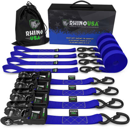 Rhino USA Heavy Duty Ratchet Tie-Down 4-Pack 1.6In X 15Ft
