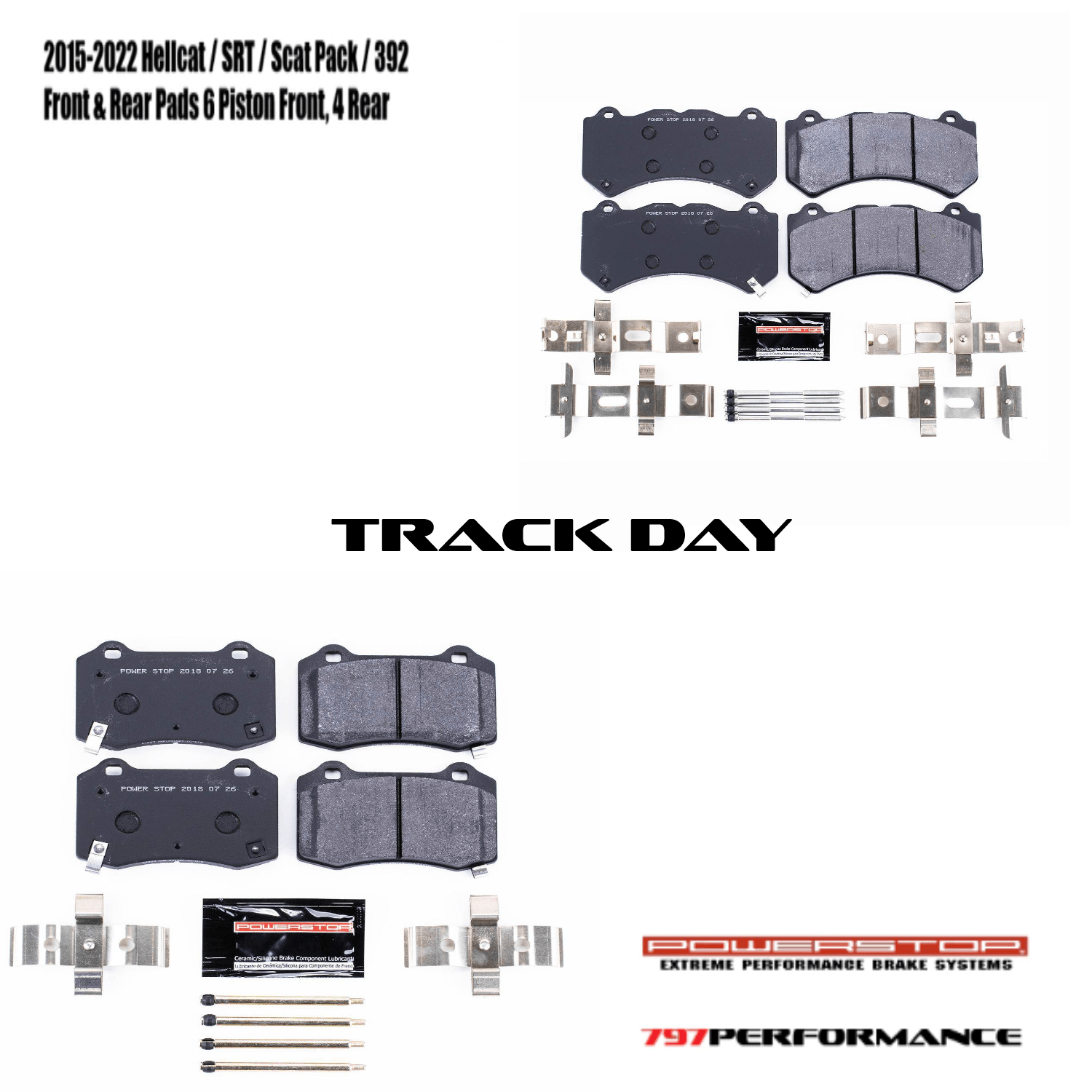 Power Stop 2015-2023 Charger/Challenger Track Day Front & Rear Pads (6 Piston)