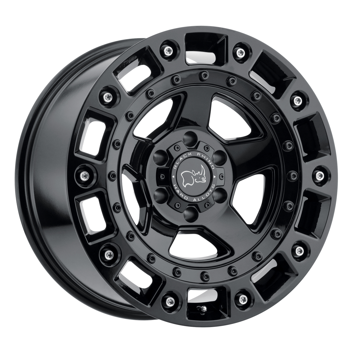 Black Rhino CINCO Gloss Black W/ Stainless Bolt 6x139.7 Wheels - product view 1