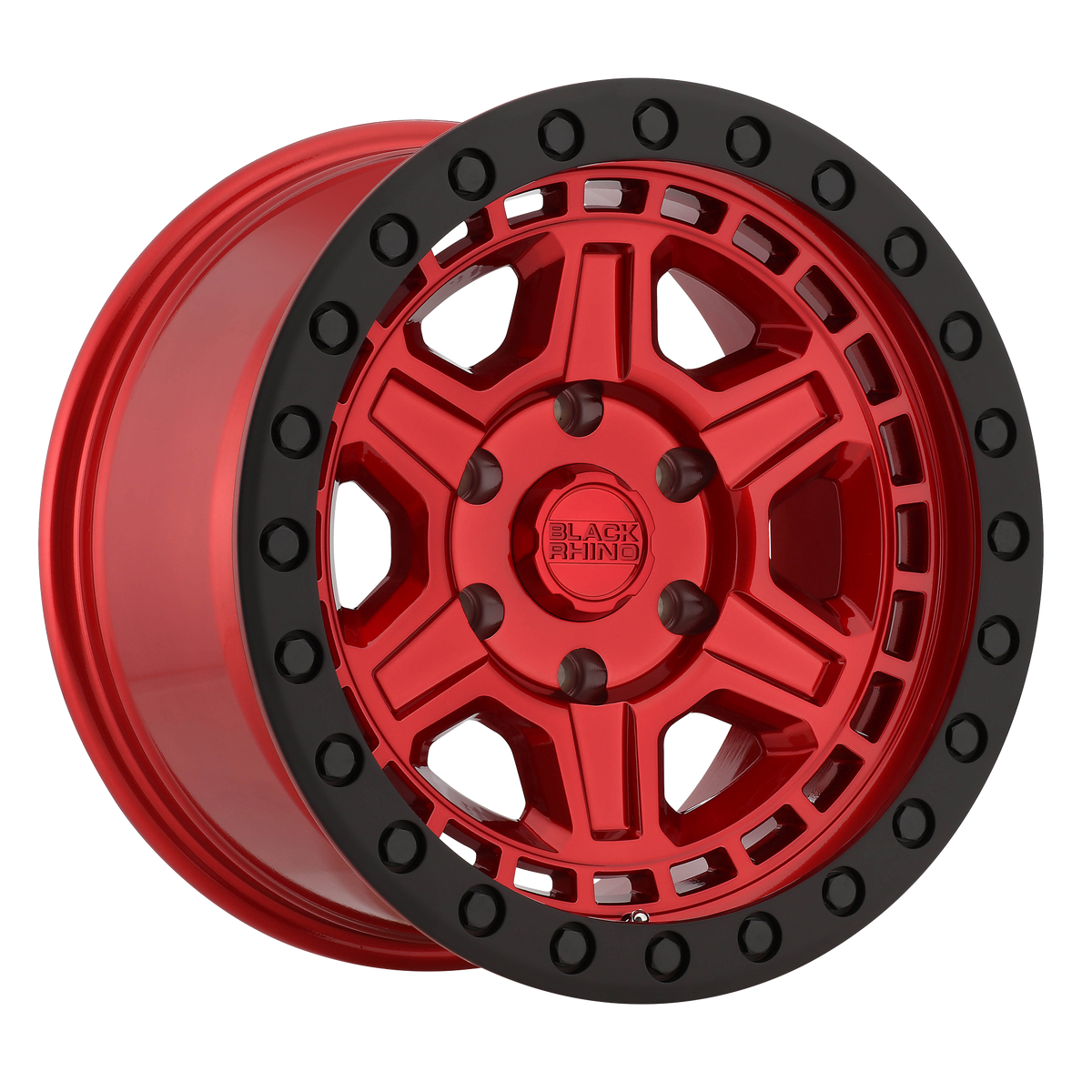 Black Rhino RENO Candy Red W/ Black Ring & Bolt 6x139.7 Wheels - product view 1
