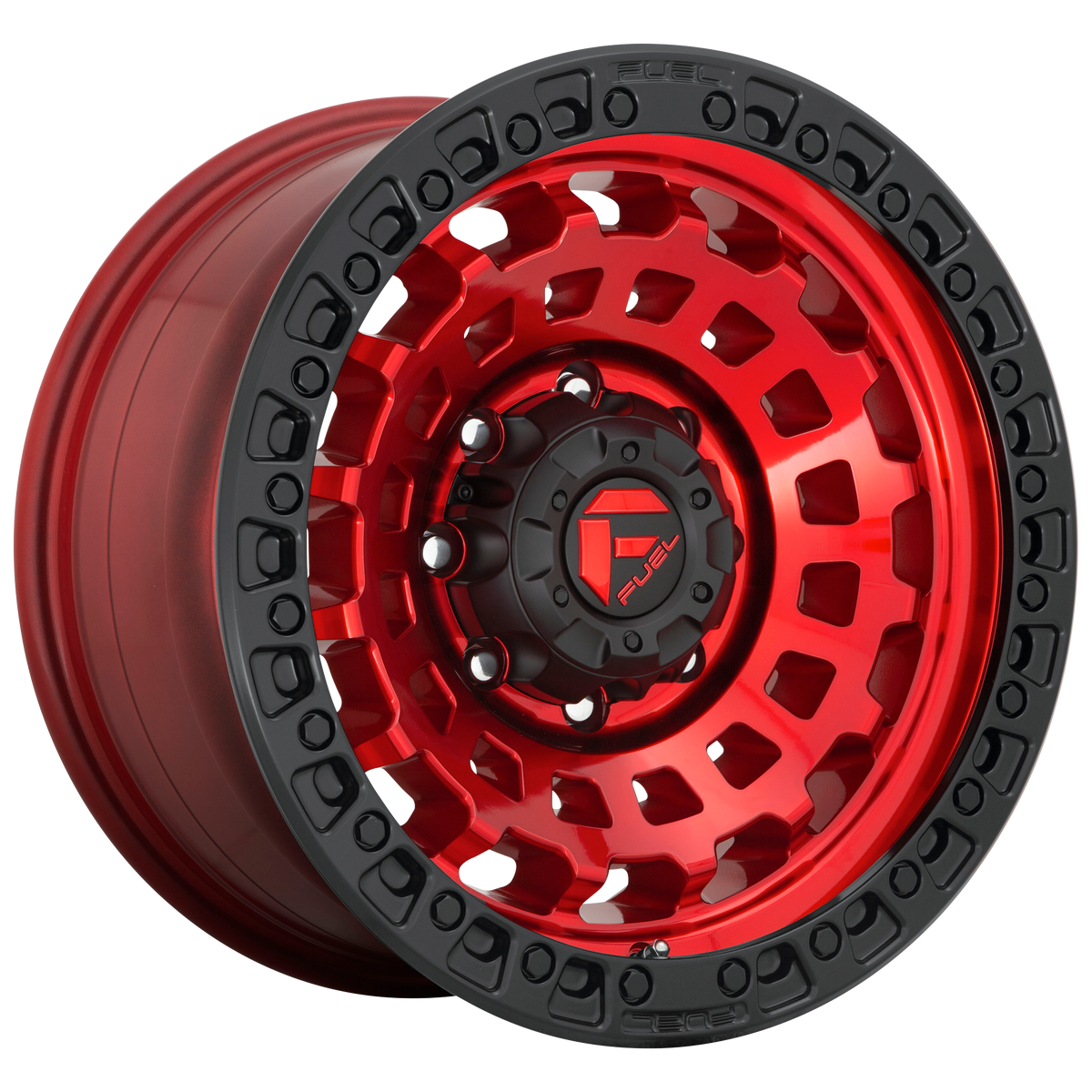 Fuel ZEPHYR Candy Red Black Bead Ring 6x139.7 Wheels - product view 2