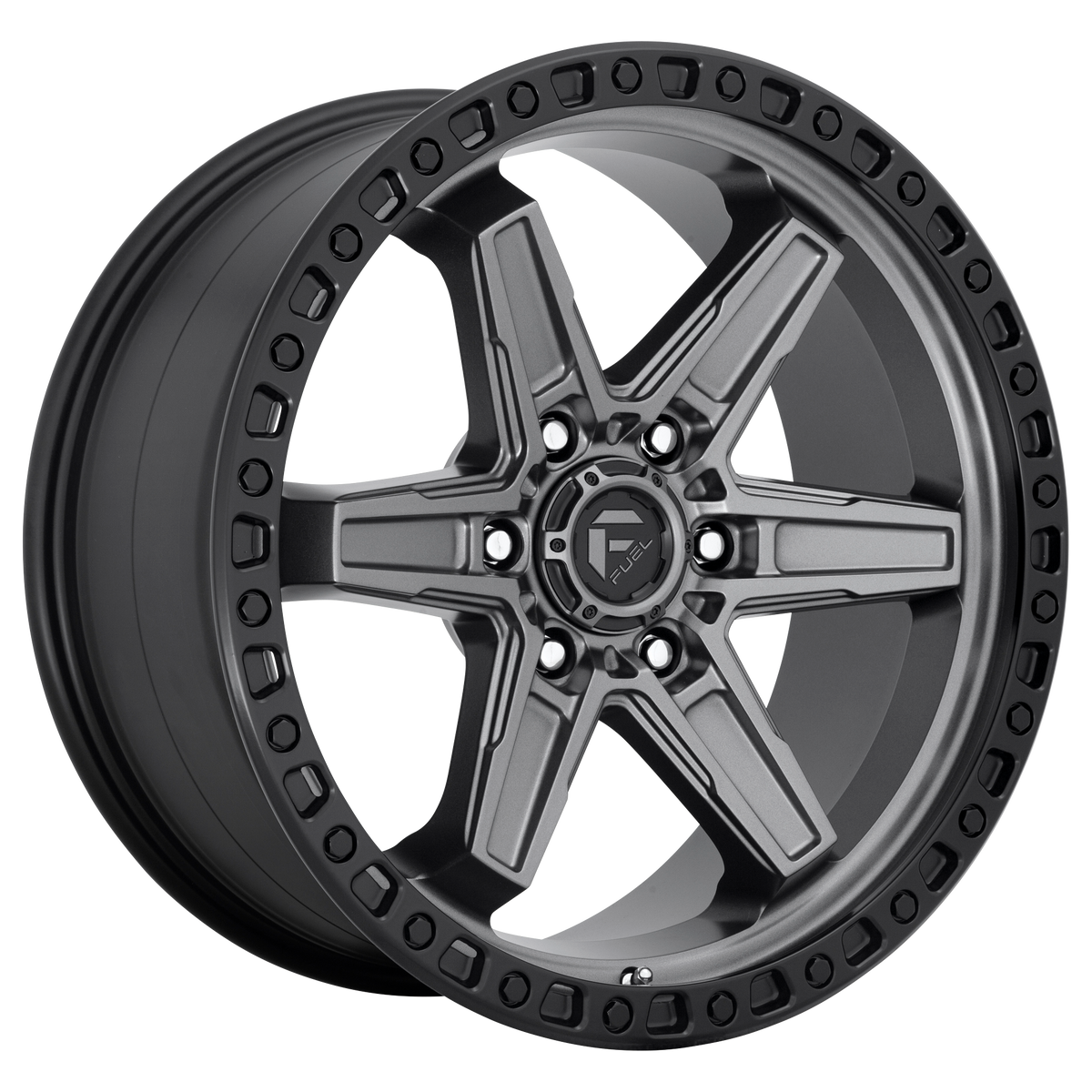 Fuel KICKER Matte Gunmetal Black Bead Ring 6x139.7 Wheels - product view 2