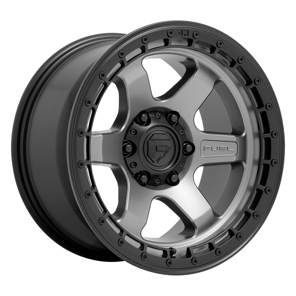 Fuel BLOCK Matte Gunmetal W/ Black Ring 6x139.7 Wheels - product view 2