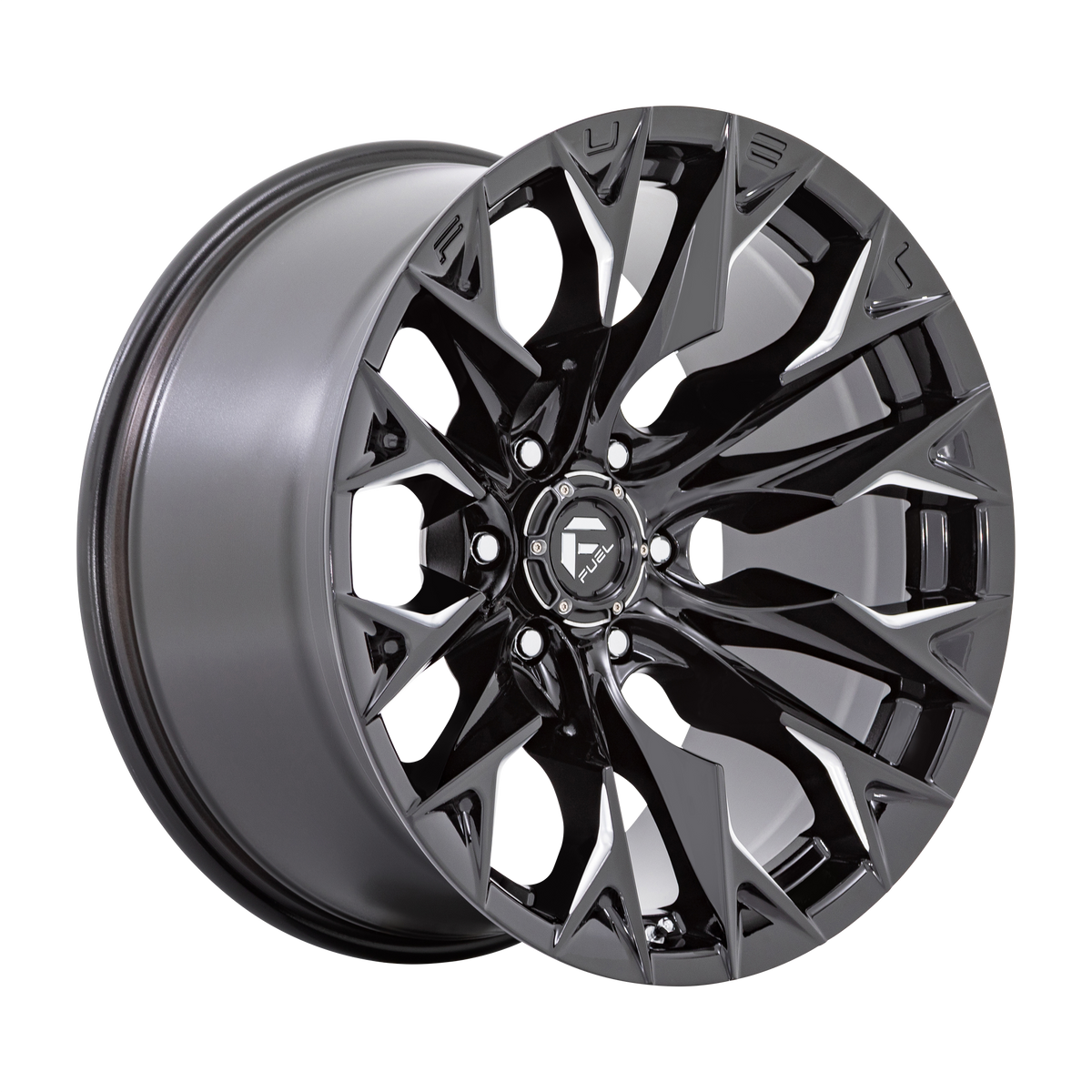 Fuel FLAME Gloss Black Milled 6x139.7 Wheels - product view 1