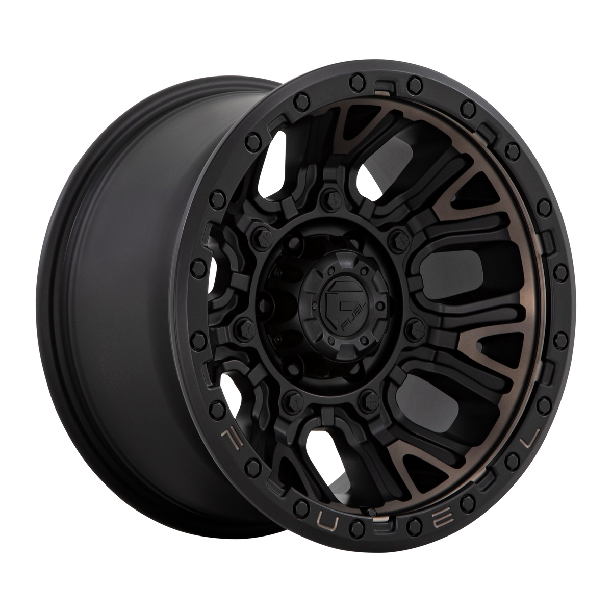 Fuel TRACTION Matte Black W Double Dark Tint 6x139.7 Wheels - product view 1