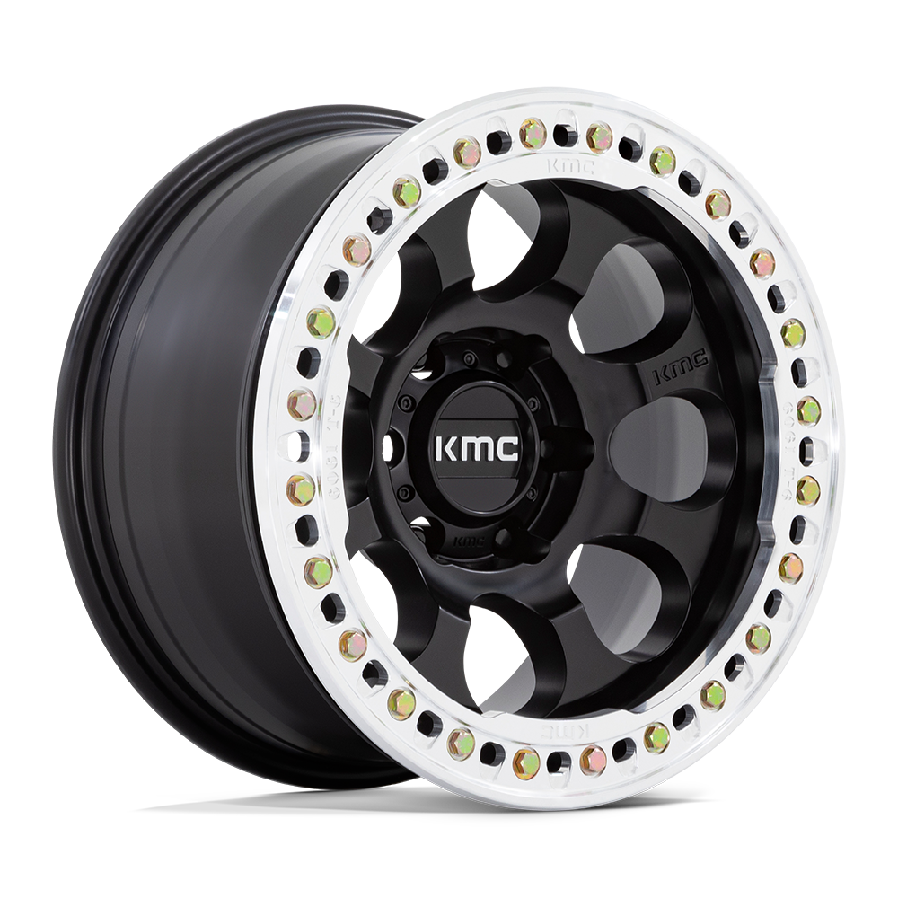 KMC RIOT BEADLOCK Satin Black W/ Machined Ring 6x139.7 Wheels - product view 1