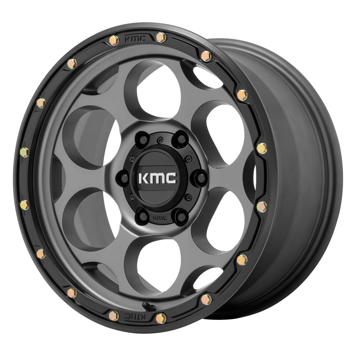 KMC DIRTY HARRY Satin Gray W/ Black Lip 6x139.7 Wheels - product view 4