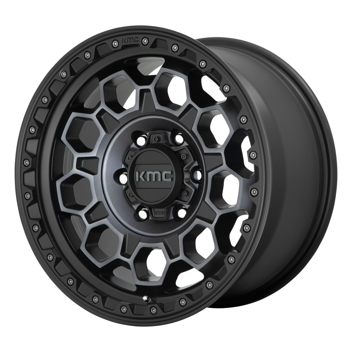 KMC TREK Satin Black W/ Gray Tint 6x139.7 Wheels - product view 2