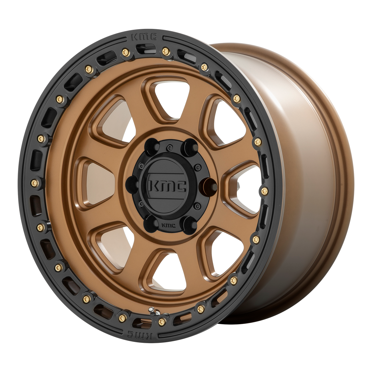 KMC CHASE Matte Bronze W/ Black Lip 6x139.7 Wheels - product view 4