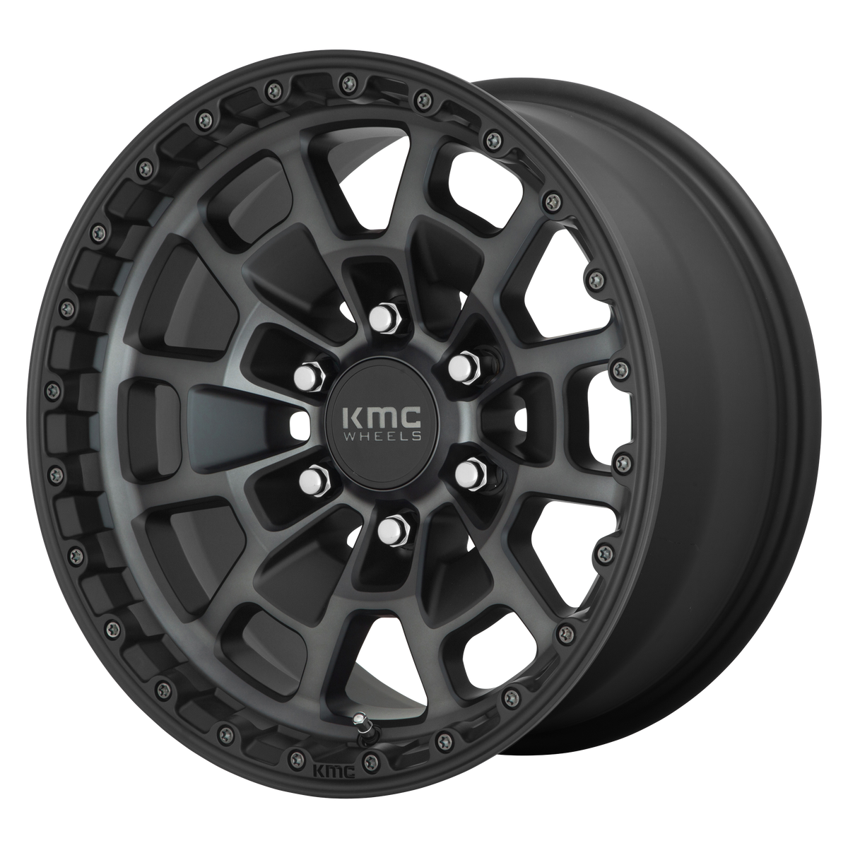 KMC SUMMIT Satin Black W/ Gray Tint 6x139.7 Wheels - product view 4