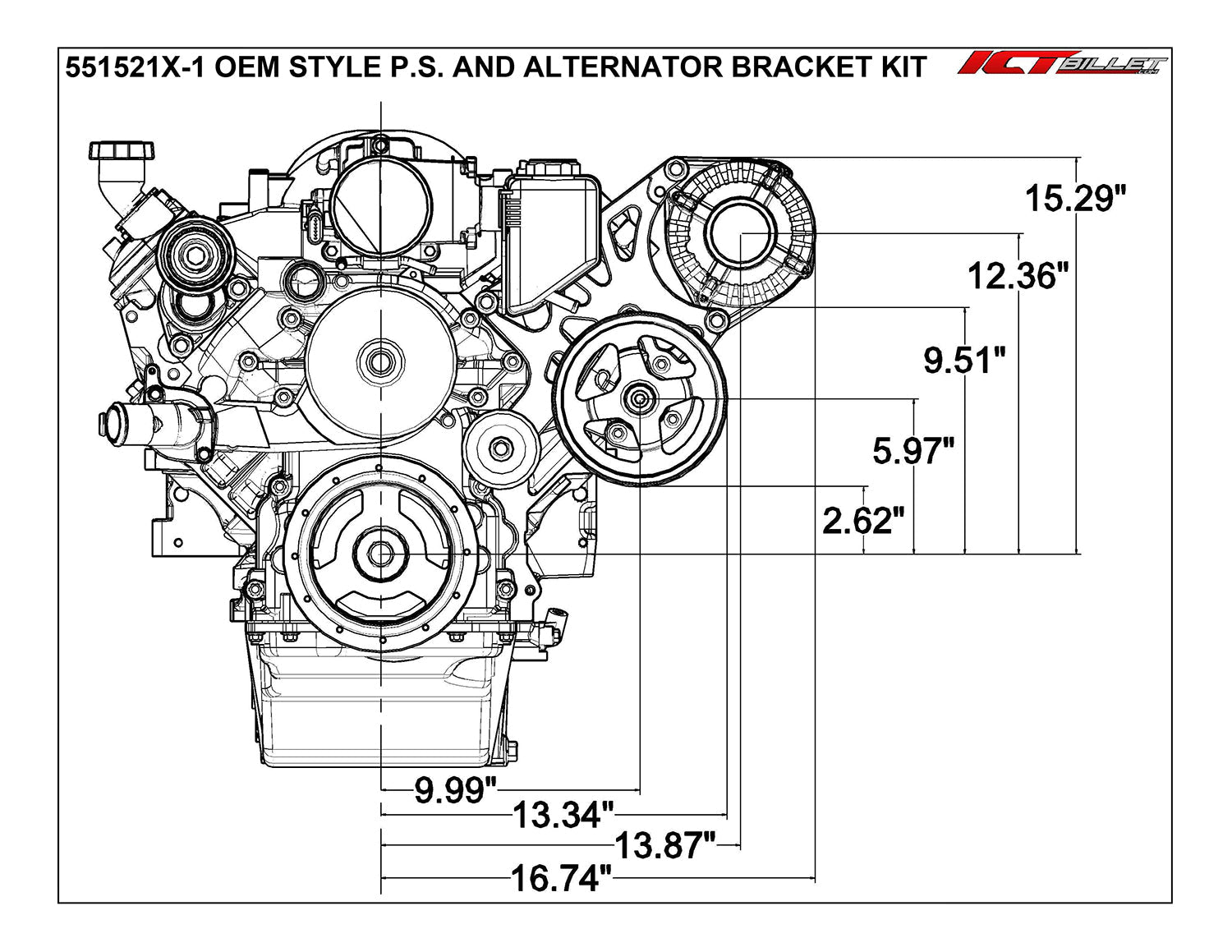ICT Billet LS Corvette - Alternator / Power Steering Pump Bracket Kit