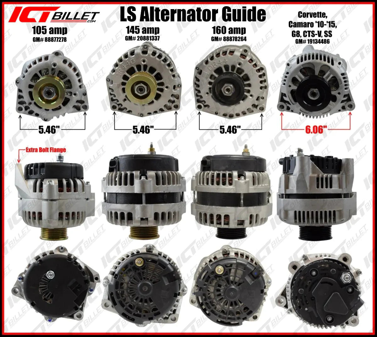 ICT Billet LS Truck OEM Location Alternator / Power Steering Bracket LQ4 LQ9 4.8L 5.3L 6.0L