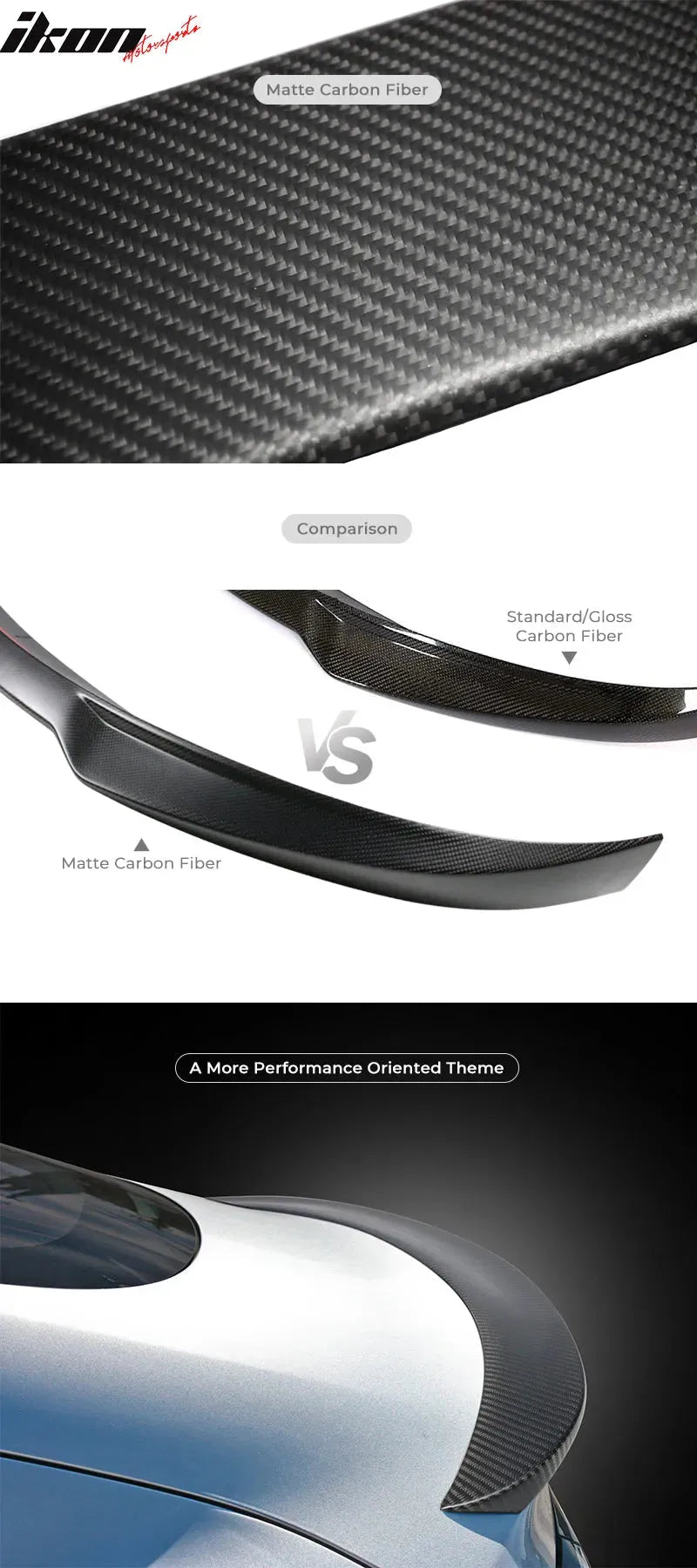 2015-2023 Ford Mustang GT350R Style Carbon Fiber Trunk Spoiler Wing