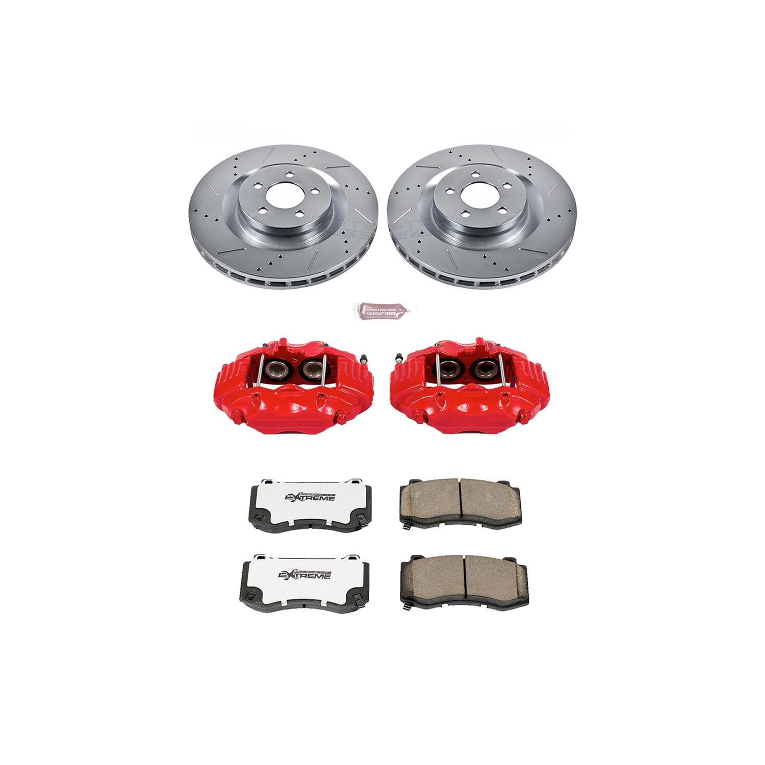 Power Stop Z26 Street Warrior Brake Upgrade Kits with Calipers Front (06-14 Charger SRT8; 15-20 Charger Daytona 392, GT, R/T, R/T 392, Scat Pack W/ 4 Piston)
