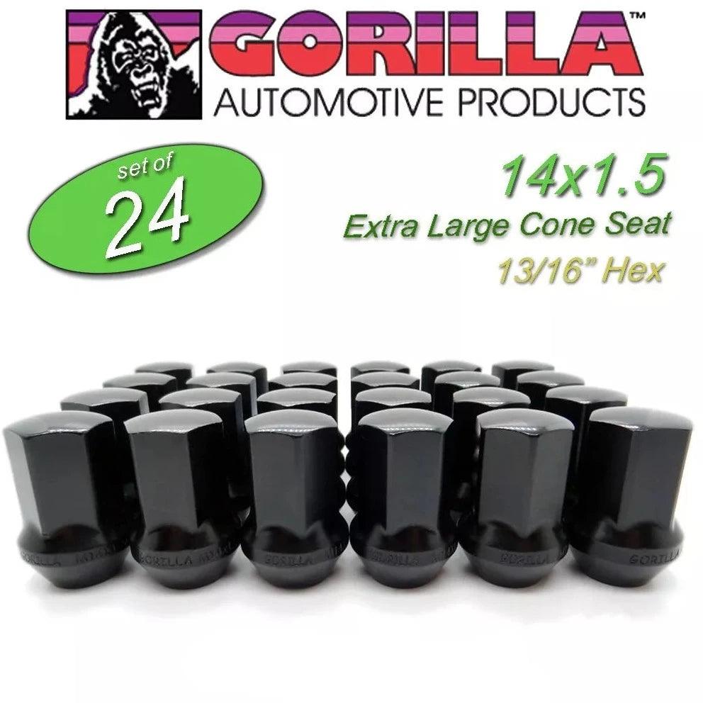 Gorilla Lug Nuts Factory Style Bulge  14mm x 1.50  Black  14x1.5