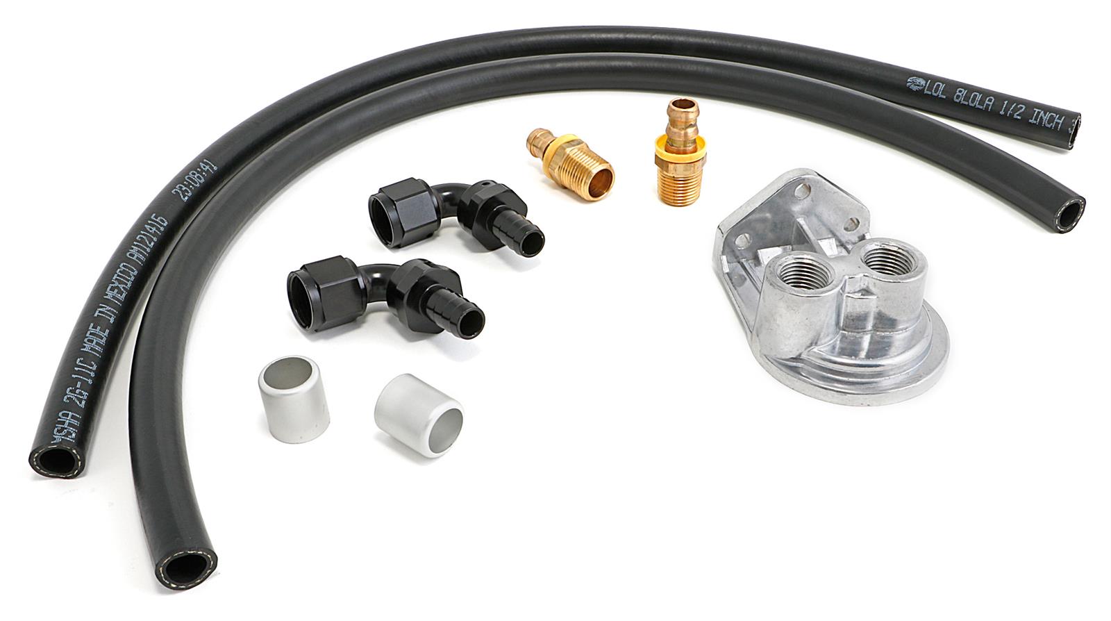 TransDapt Oil Filter Relocation Kit, Single Filter, 30 in. Length Hoses, GM LS Engine Swap, Kit