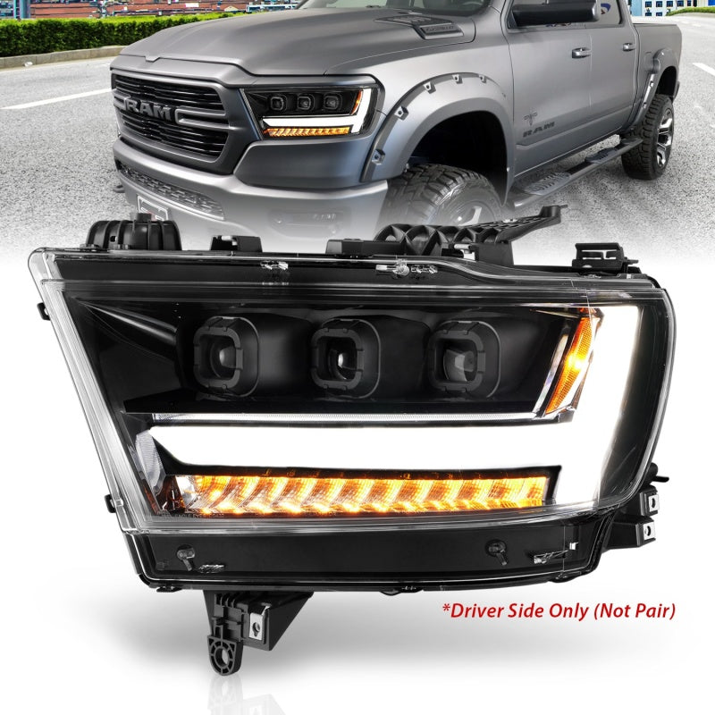 ANZO 2019-2021 Dodge Ram 1500 LED Projector Headlights Plank Style w/ Sequential Black (Passenger & Driver)