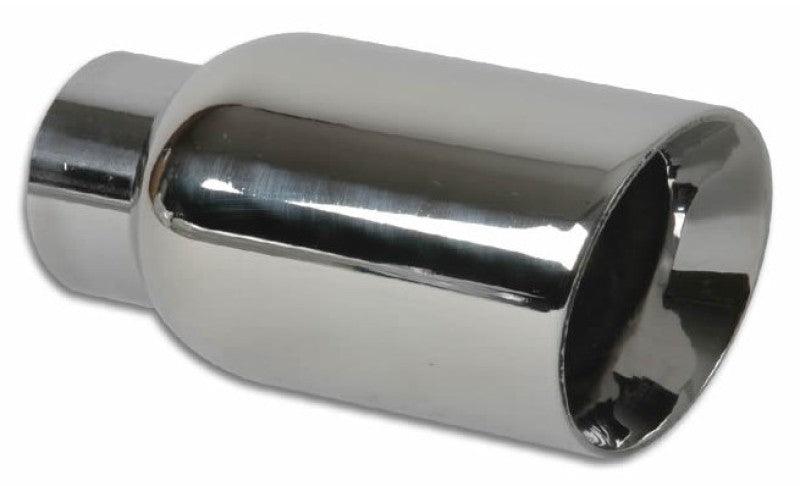 Vibrant 2.5in ID Single 4in OD Round SS Exhaust Tip (Double Wall Angle Cut)